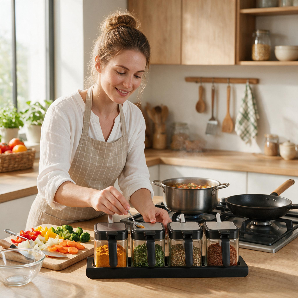 🧂 Condiment Jars | Glass Kitchen Cooks | Sleek Modern Storage