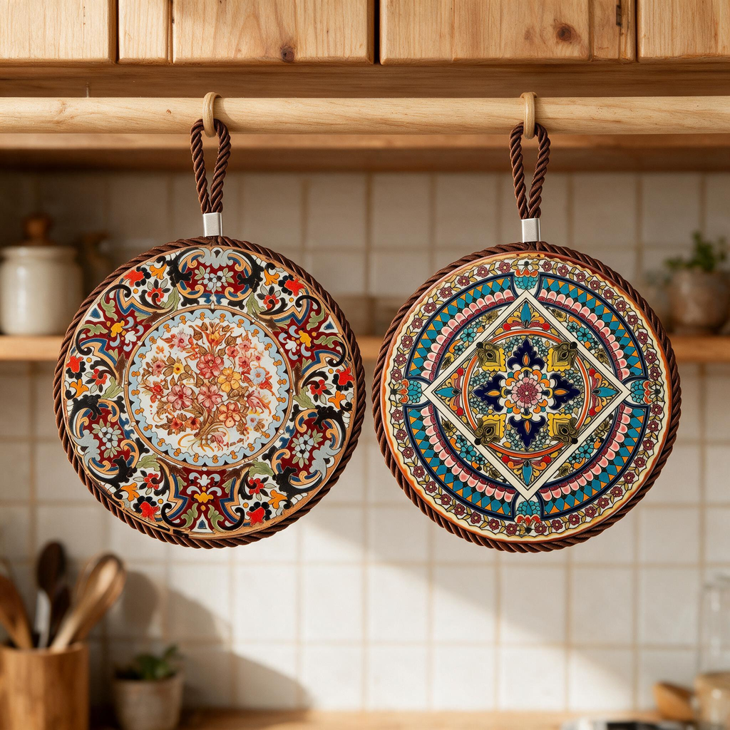🌼 Trivet Set | Woven Kitchen Hosts | Bohemian Floral Charm