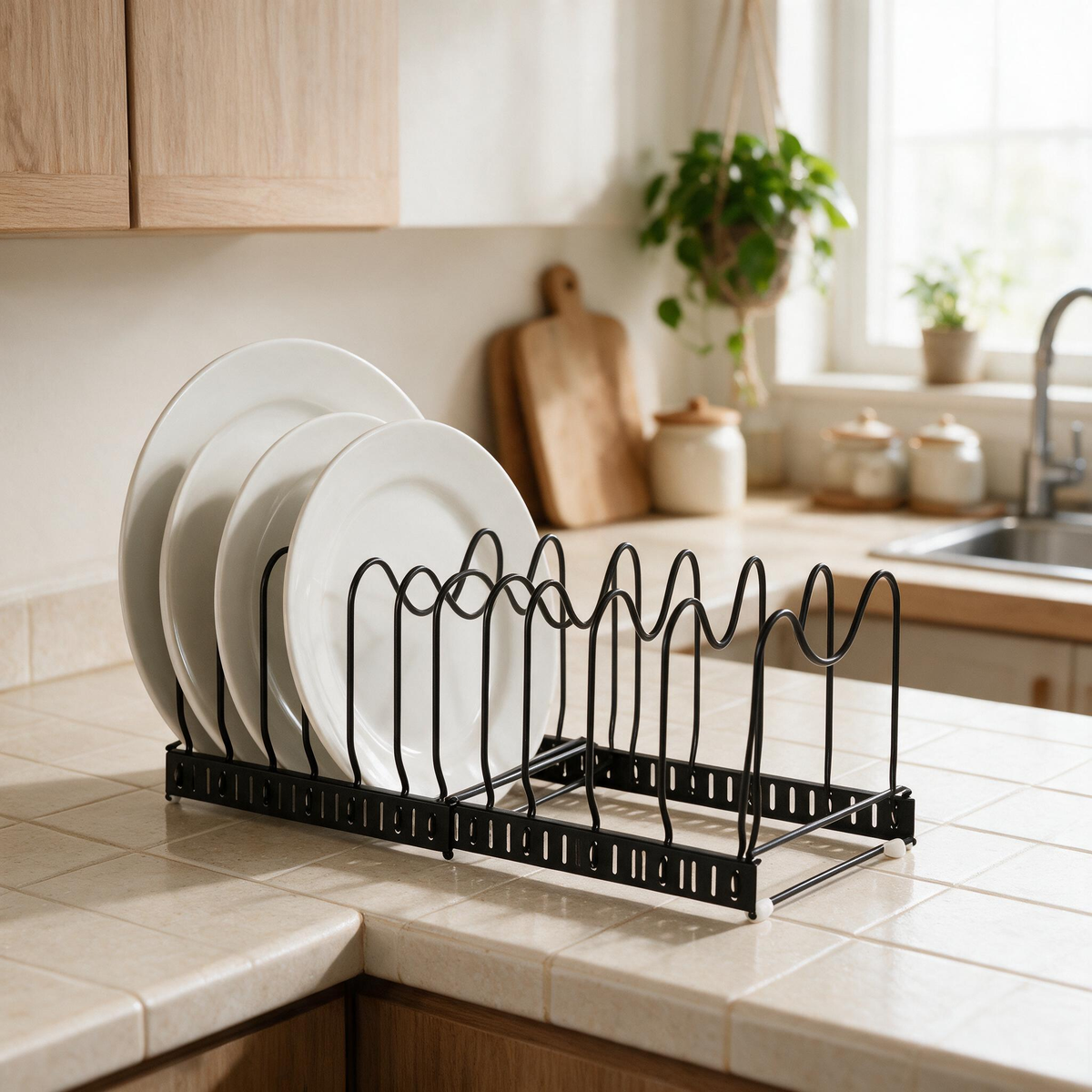 🍽️ Dish Rack | Metal Kitchen Families | Expandable Black Storage